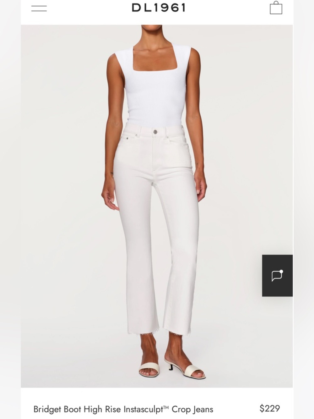 DL1961 White High-Rise Cropped Bridget Boot Jeans